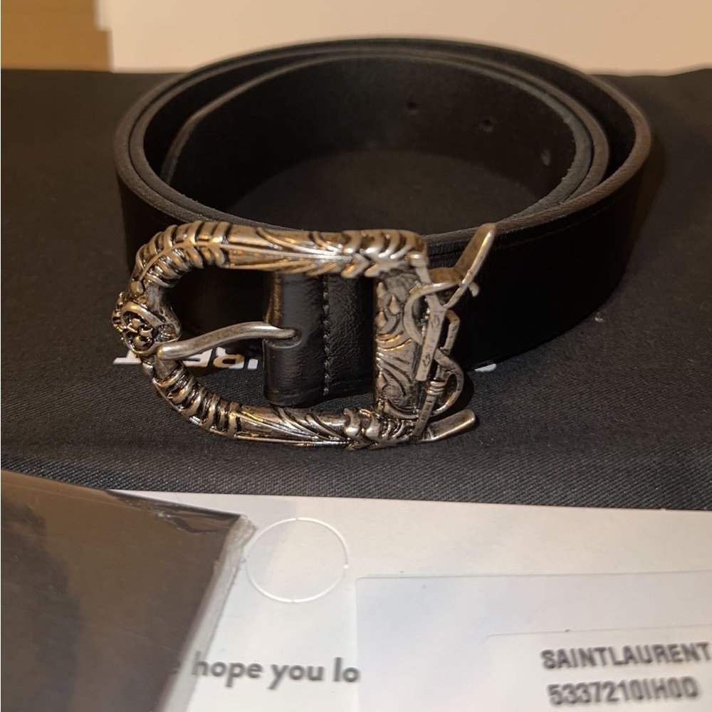 Ysl Western Buckle Leather Belt 
Size 85 NEW worn once